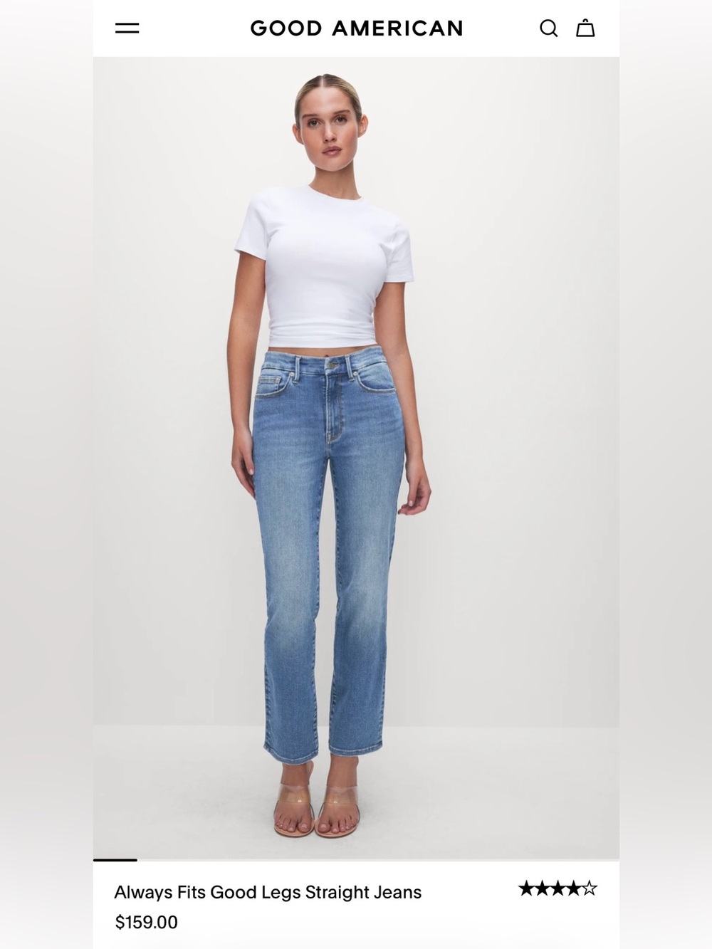 Good American Always Fits Good Legs Straight Jean - Size 6-12 Tall